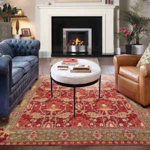 Multi Sizes Handmade William Morris 100% Wool Arts & Craft Area Rug Red Rose - Picture 1 of 17