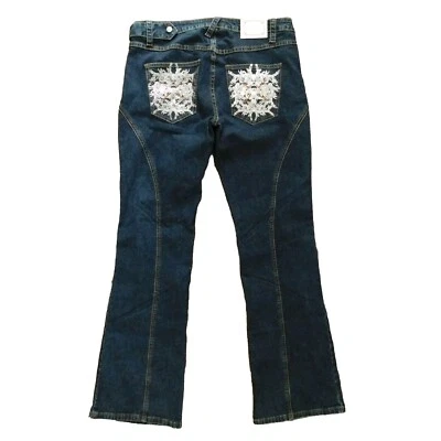 Pantalones de mezclilla Virgin Only elásticos azules acampanados, bordados libélula para mujer Jrs 13 nuevos con etiquetas Foto 1 de 4