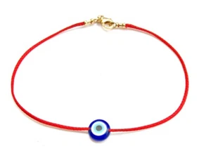 Kabbala echt original rotes Armband 14k massiv Gold Glück blau böser Blick Perle - Bild 1 von 5