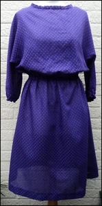 Vintage 1980s dress purple & pink spot flared batwing dress fits size 10-12 UK - Picture 1 of 5