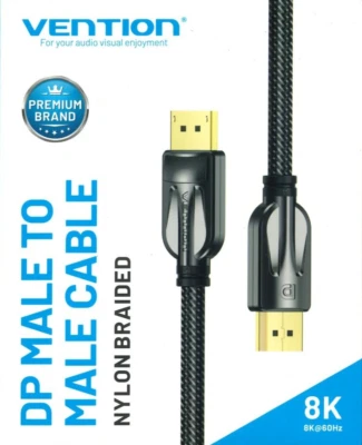 2M Nylon Braided Vention DP DisplayPort 1.4 Male to Male Cable 8K@60Hz 4K@120Hz - Image 1 of 2