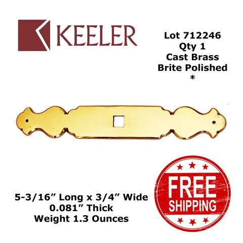 BACKPLATE DOOR or DRAWER 5-3/16" x 3/4" Keeler Brite Polished 712246 Cover
