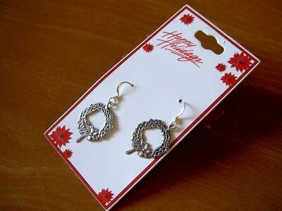 NUEVO PLATA ESTERLINA 925 GOTA EN RELIEVE FIESTA NAVIDAD CORONA PENDIENTES-PERFORADOS Foto 1 de 3