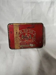 VINTAGE ADVERTISING EMPTY  EL ROI-TAN FLAT CIGAR TOBACCO TIN - Picture 1 of 11