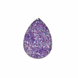10 pcs Drusy Druzy Resin Embellishment Teardrop Cabochons – Purple AB – 25x18mm - Picture 1 of 3
