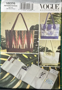Vogue Accessories Pattern V8376 Tote Bags And Organizing Insert Uncut FF - Picture 1 of 4