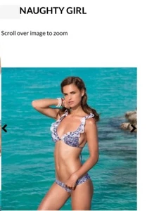 Luli Fama Naughty Girl Wavey Ruched Ruffle Brazilian Paisley Blue Bikini Set XS - Picture 1 of 8
