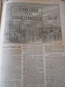 1893 Original Vintage Pub Aérienne à Londres Geraudel's Pastilles - Picture 1 of 1