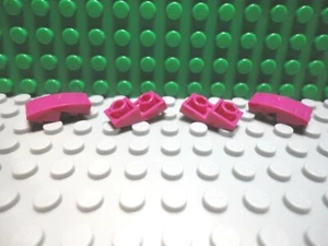 Lego 4 Magenta 2x1 Invertido Curvado Suave Pendientes Bloque de Ladrillos NUEVO - Imagen 1 de 1