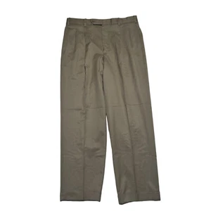 Tom James Pants Mens 35 X 31 Taupe Pleated Slacks Straight Fit Business - Picture 1 of 9