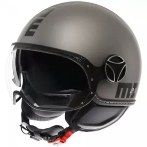 CASCO MOTO JET MOMO DESIGN FGTR EVO DOPPIA VISIERA MATT TITANIUM FROST NERO TG M - Imagen 1 de 8