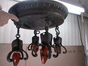 Antik Messing Unterputzhalterung 4 Steckschlüssel hängender Steampunk Deckenleuchte Kronleuchter - Bild 1 von 16