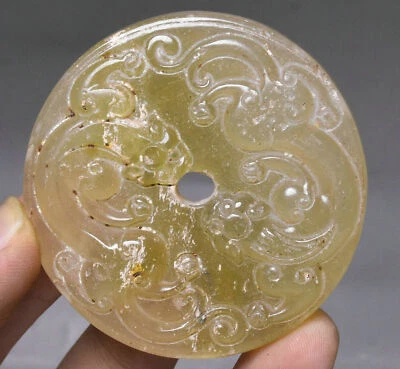 Pingente amuleto 5,5 cm porcelana antiga escultura em jade Pixiu tropas corajosas besta Yu Bi Yubi - Imagem 1 de 4