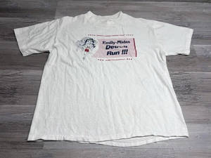 Vintage Emily Midas Detroit Run T-Shirt Single Stitch USA Made Size L Caricature - Picture 1 of 8