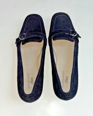 Anne Klein Negro Gamuza con Hebilla iFlex Blair Mocasín Zapato Plano para Mujer Talla 10 Med Foto 1 de 4