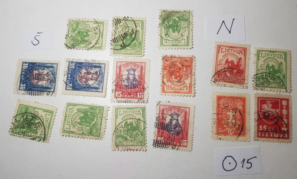1930 Lituania Lietuva 15 sellos usados cancelaciones ENVÍO INTERNACIONAL GRATUITO Foto 1 de 1