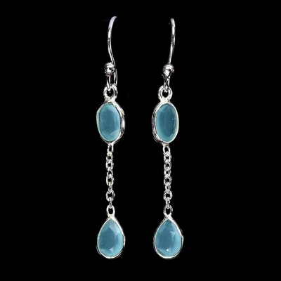 Pendientes Black Friday Plata Esterlina Pera Topacio Azul Cielo 6x4mm Gema Natural Jewe Foto 1 de 4