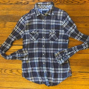 American Eagle Pearl Snap Shirt Damen Gr. 8 kariert kariert blau weiß - Bild 1 von 8