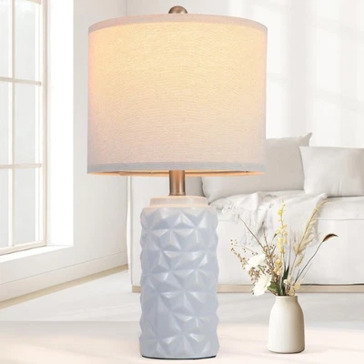 Lámpara de noche de cerámica moderna blanca de 22" para decoración de dormitorio lámpara de mesa de granja... Foto 1 de 4