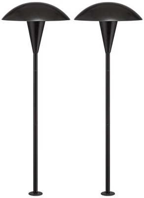 JOHN TIMBERLAND Grant 18" High Black LED Mushroom Path Lights Set of 2