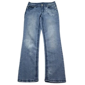 Code Bleu Pants Womens 6 Blue Mid Rise Slim Straight Cut Faded Jeans Bottoms - Picture 1 of 19