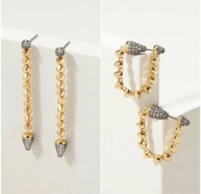 Stella & Dot Renegade Convertible Linear Gold Earrings - New! Gorgeous! - Photo 1/2