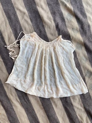 Antiguo vestido/camisa vintage de seda hecha a mano para niñas rosa calado para niños Foto 1 de 4