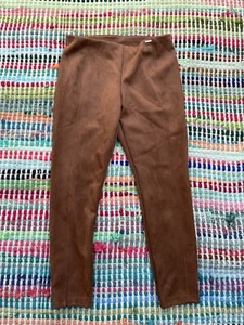 T TAHARI Womens BROWN FAUX LEATHER SUEDE SKINNY ANKLE PANTS Size L - Picture 1 of 8
