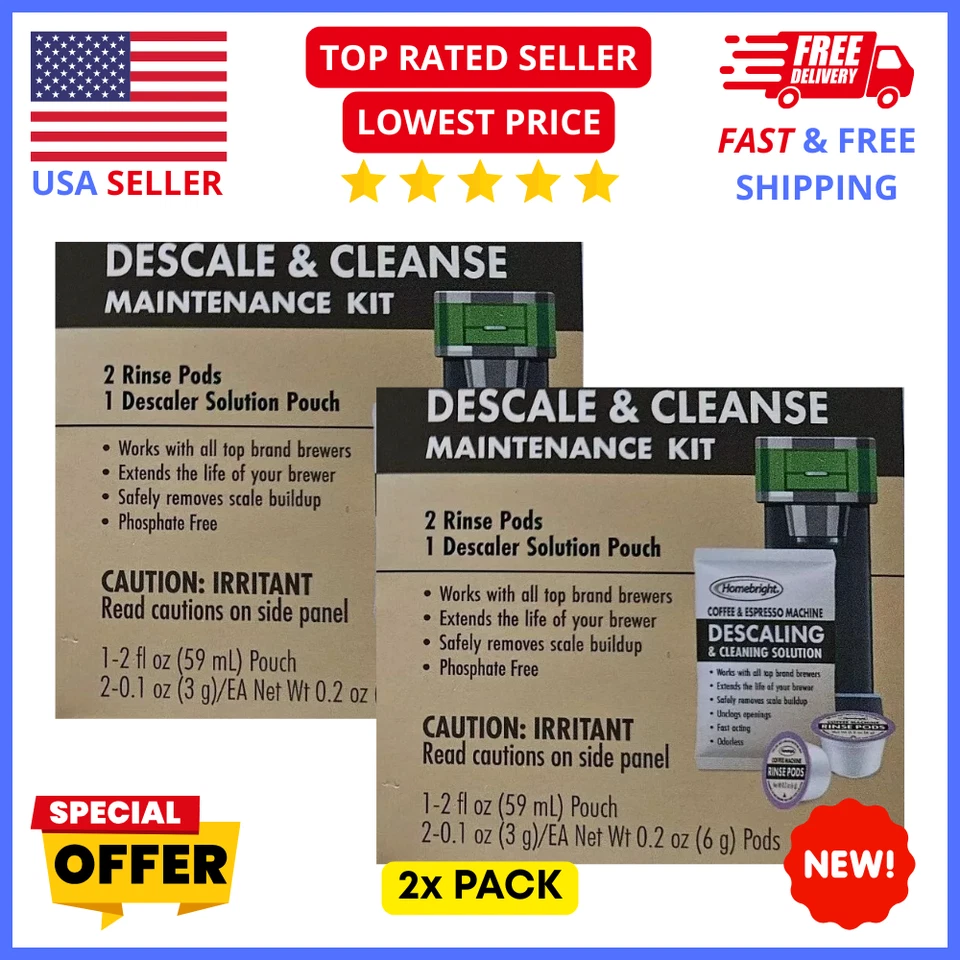 Coffee & Espresso Machine Descaler – 2 Pack Universal Cleaner & Maintenance Kit - Image 1 of 3