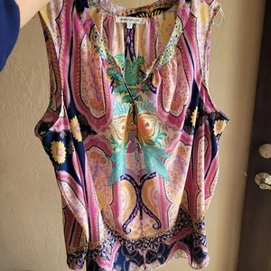 Rose + Olive Sleeveless Boho Paisley Print Blouse Top 3X - Picture 1 of 4