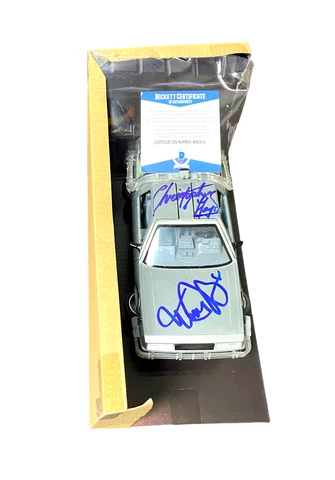 MICHAEL J FOX CHRISTOPHER LLOYD SIGNED AUTO BACK TO THE FUTURE 1:24 DELOREAN BAS Cover