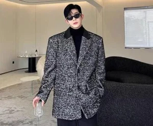 Men's Fashion Winter Lapel Long Sleeve Loose Warm Suit Coats Casual Wool Blazer - Picture 1 of 10