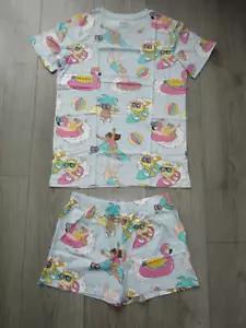 M&S Marks & Spencer PYJAMA-SET BLAU GEMISCHT T-SHIRT & SHORTS ALTER 12-13 JAHRE - Bild 1 von 5