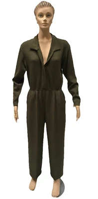 80s St John Santana Knit Jumpsuit Olive Green Marie Gray One Piece Size 10 USA - Image 1 of 4