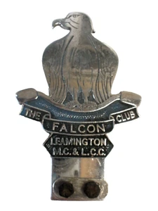VINTAGE VERY RARE LEMINGTON MOTORCYCLE M.C & L.C.C THE FALCON CLUB METAL BADGE - Picture 1 of 9