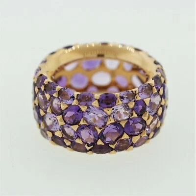 Anel de pulseira de ametista Wide Eternity ouro rosa 18K 12,90 CTW - Imagem 1 de 4