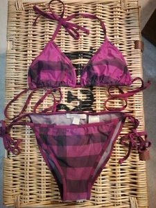 Burberry Brit check swimwear, in purple and black colour, bra & briefs, size XS - Picture 1 of 9