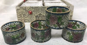 Vintage Winterthur Handgefertigte Floral Glas Serviettenringe im Originalkarton - Bild 1 von 7