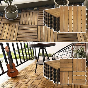 Akazien-Holz Bodenfliesen Holzfliese 30x30cm Terrassenfliese Balkon Klickfliesen - Bild 1 von 14