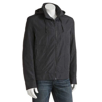 APT 9 Lined Zipper Front Nylon Men's Grey Jacket W/ Hide Away Hood - Sz XXL NWT - Image 1 of 4