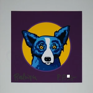 George Rodrigue Blue Dog "Bullseye Purple" Print Signed Numbered Artwork - Picture 1 of 4