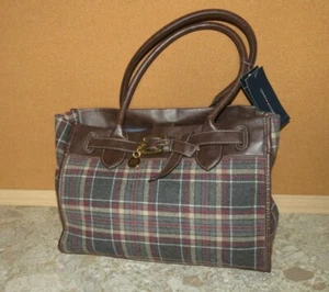 NWT Discontinued HTF Tommy Hilfiger Ew Tote 2011 Plaid Gray Red Tan Purse Bag - Picture 1 of 5