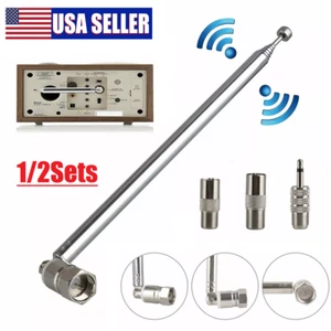 2Pcs Telescopic FM Aerial Antenna Indoor For TV AM FM Radio Home Stereo Receiver - Picture 1 of 12