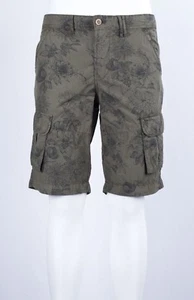BERMUDA CENSURED CARGO COTONE SATIN STRETCH FANTASIA VERDE MILITARE - Foto 1 di 6