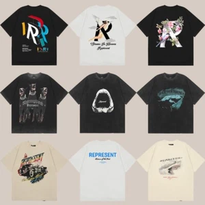Camiseta Represent Unisex Estampado Retro Cuello Redondo Suelta Informal Manga Corta - Imagen 1 de 74