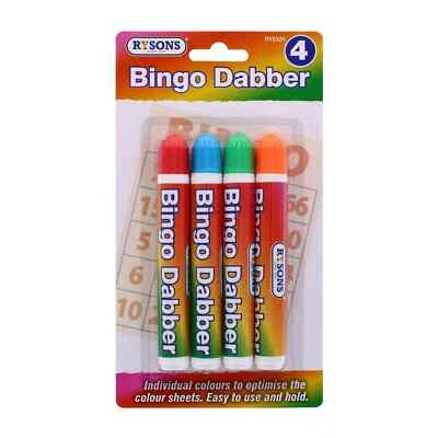 Rysons 4 Large Bingo Dabbers Multi Coloured Dabber Dot Pens Non Grip Child Safe - Image 1 of 3