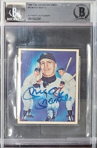 1986 TCMA SIMONS SUPERSTARS #23 MICKEY MANTLE SIGNED CARD YANKEES DEC HOF BAS - Picture 1 of 3