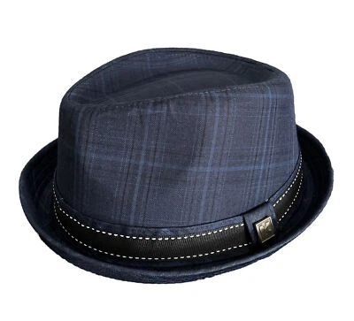 Kenny K. Upturn Diamond Crown Pork Pie Fedora Azul Marino Foto 1 de 4