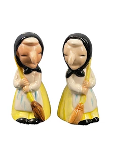Kitchen Witch Scandinavian Health Happiness Salt Pepper Shakers VTG 1980's Japan - Picture 1 of 12