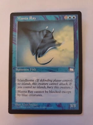 MTG Magic The Gathering Card Manta Ray Summon Fish Blue Weatherlight 1997 - Image 1 of 2